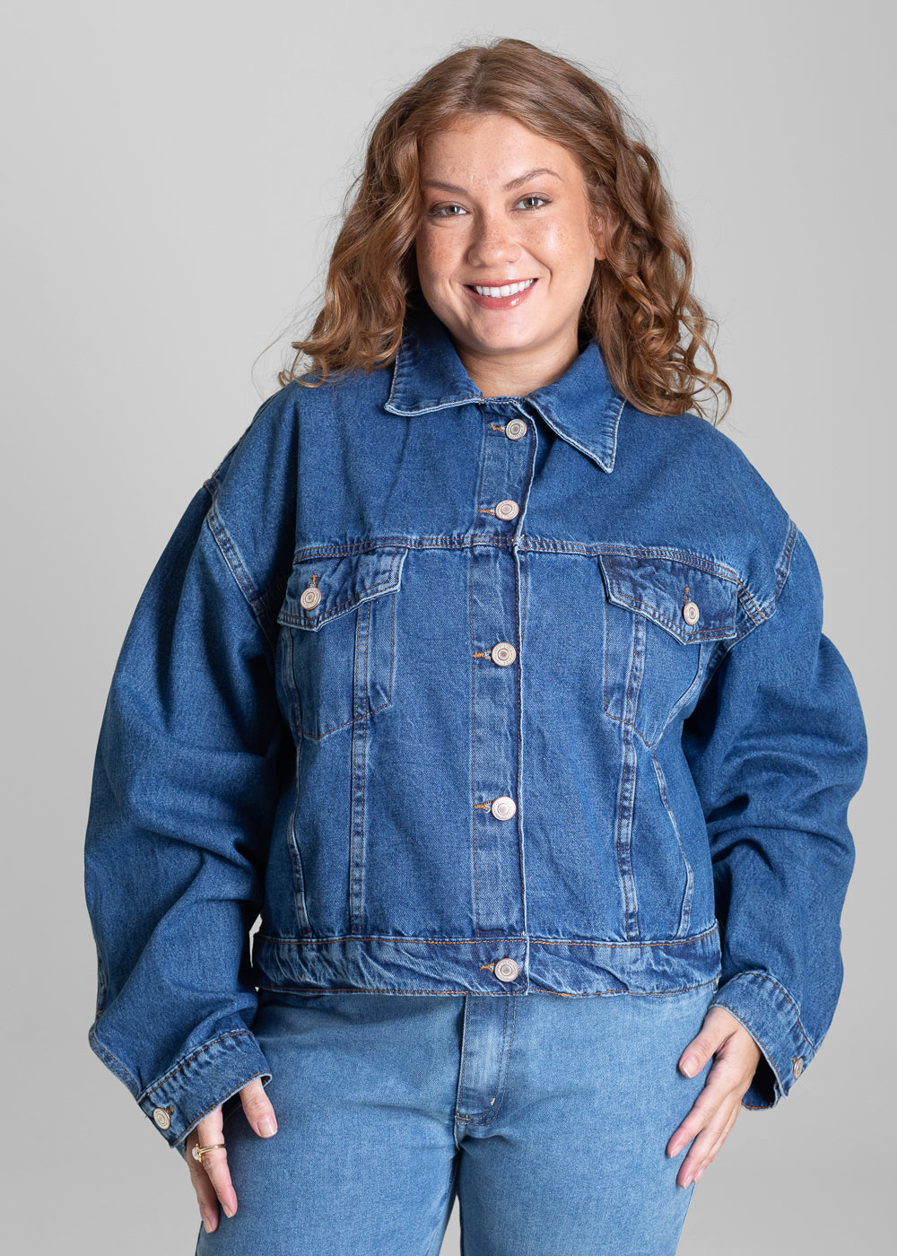 Jaqueta Jeans Sawary Plus Size - 282493 AZUL