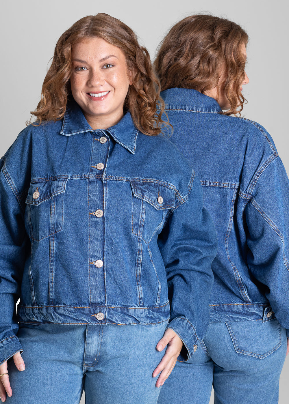 Jaqueta Jeans Sawary Plus Size - 282493 AZUL