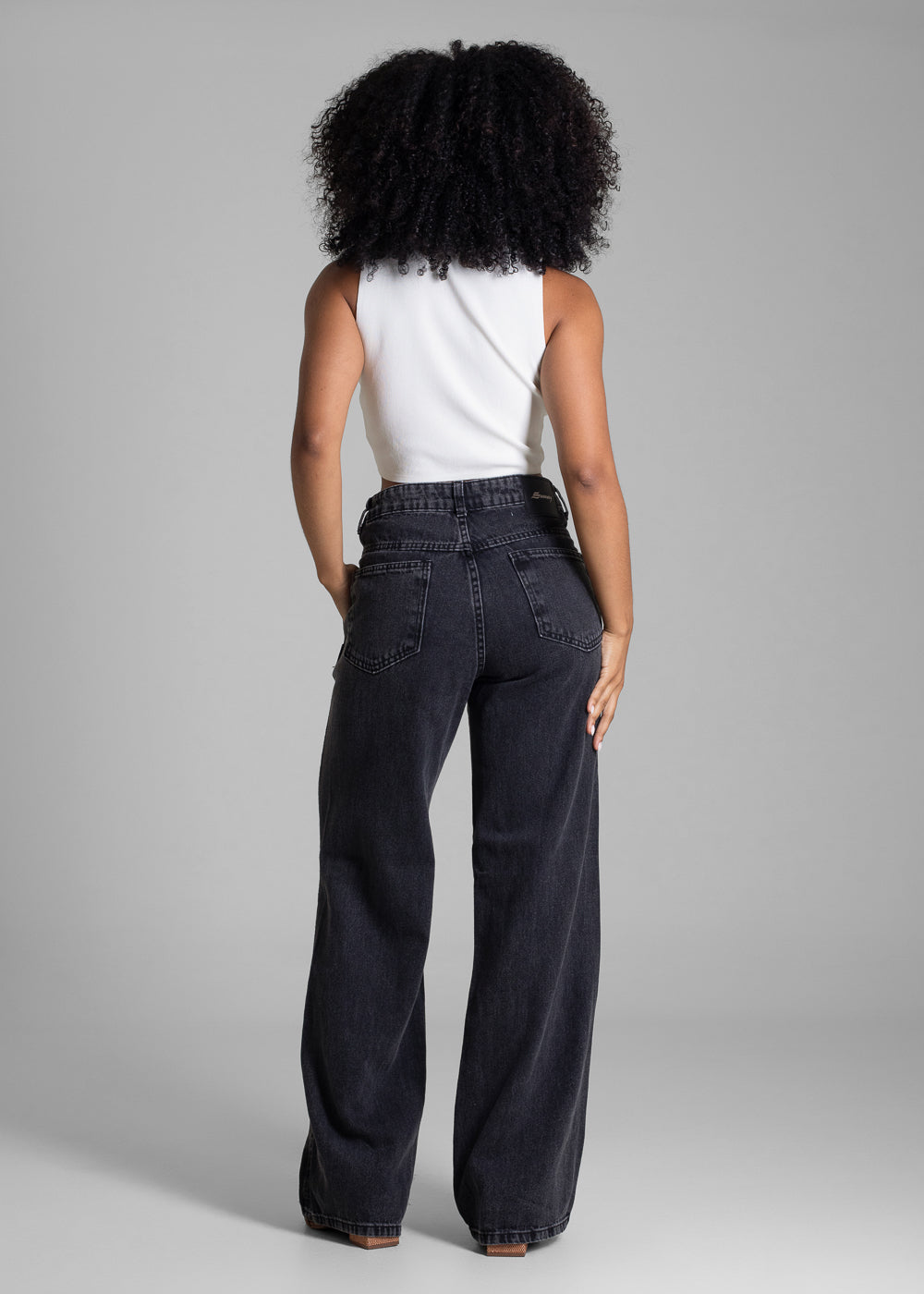 Calça Jeans Sawary Wide Leg - 282520 PRETO