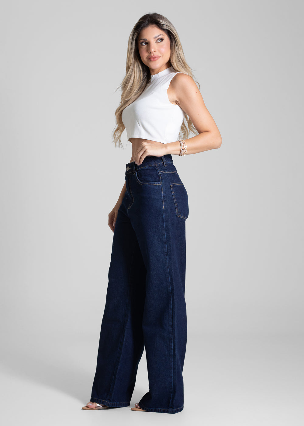 Calça Jeans Sawary Wide Leg Petit - 282593 AZUL