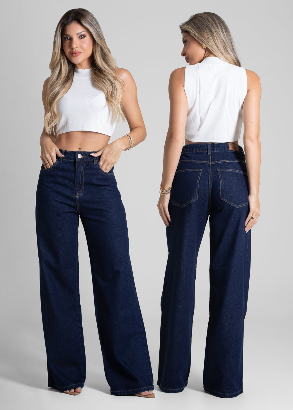 Calça Jeans Sawary Wide Leg Petit - 282593 AZUL