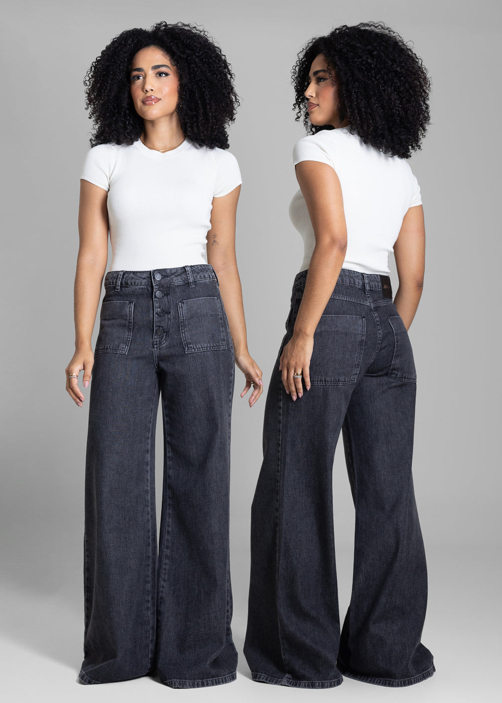 Calça Jeans Sawary Super Wide Leg - 282604 PRETO