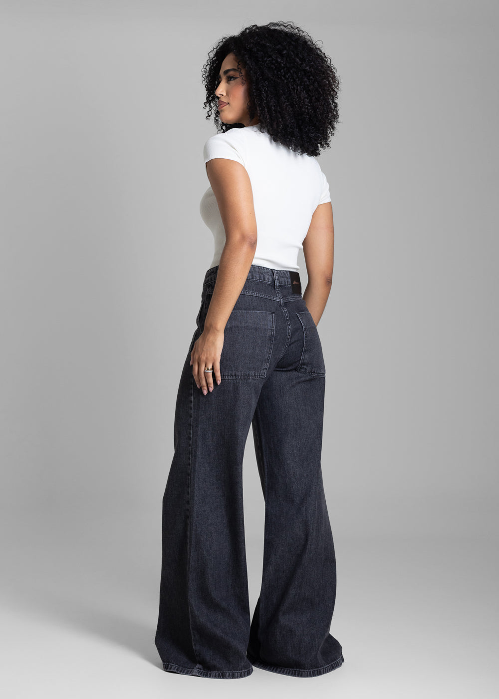 Calça Jeans Sawary Super Wide Leg - 282604 PRETO
