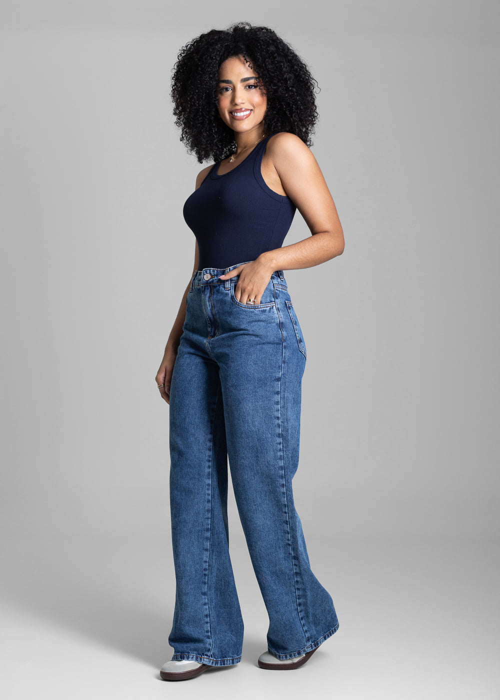 Calça Jeans Sawary Wide Leg Petit - 282610 AZUL