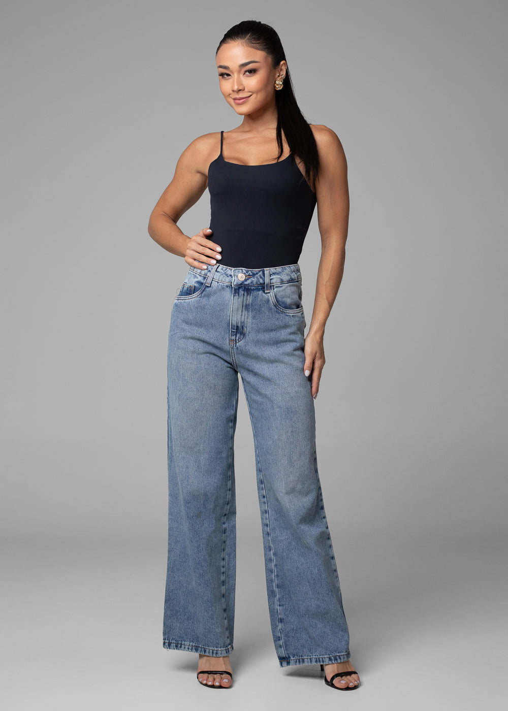 Calça Jeans Sawary Wide Leg Petit - 282614 AZUL