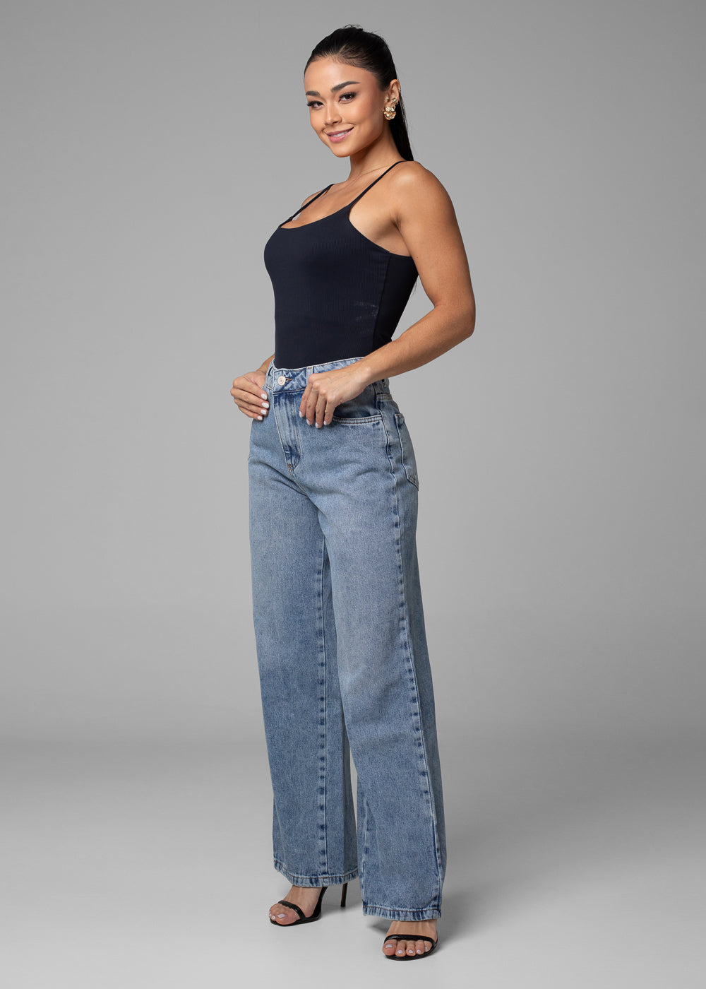 Calça Jeans Sawary Wide Leg Petit - 282614 AZUL