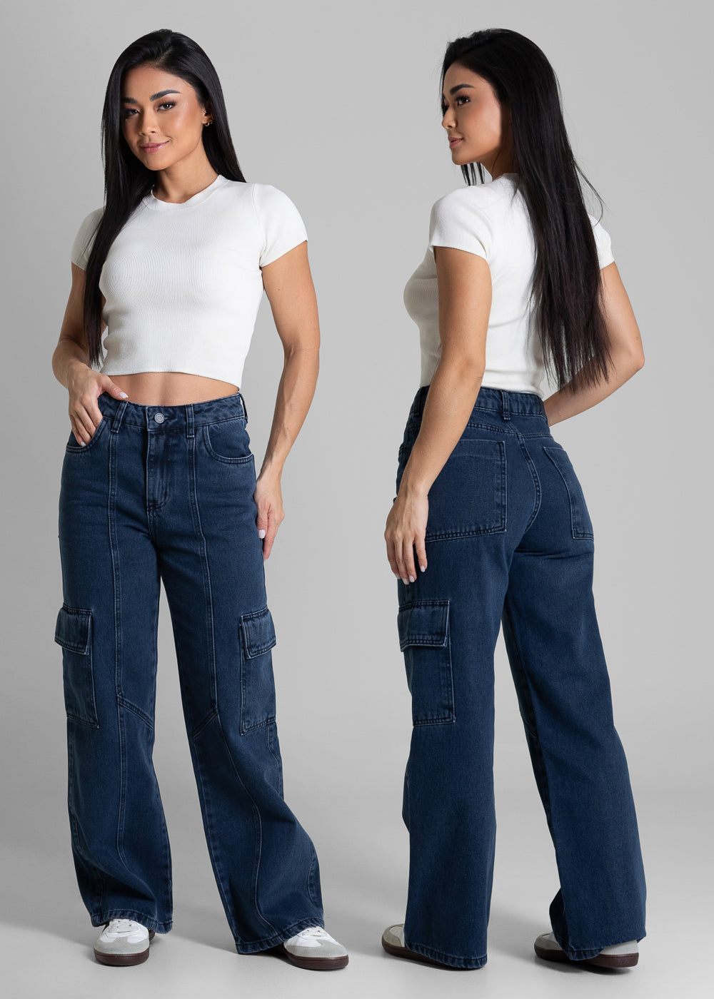 Calça Jeans Sawary Wide Leg Petit - 282616 PRETO