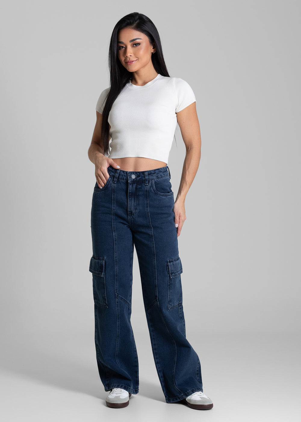 Calça Jeans Sawary Wide Leg Petit - 282616 PRETO