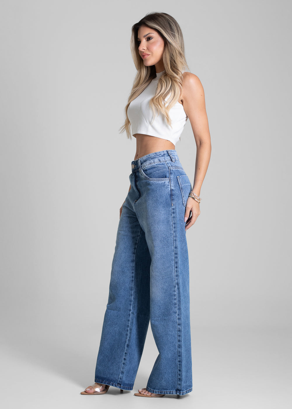 Calça Jeans Sawary Wide Leg Petit - 282635 AZUL
