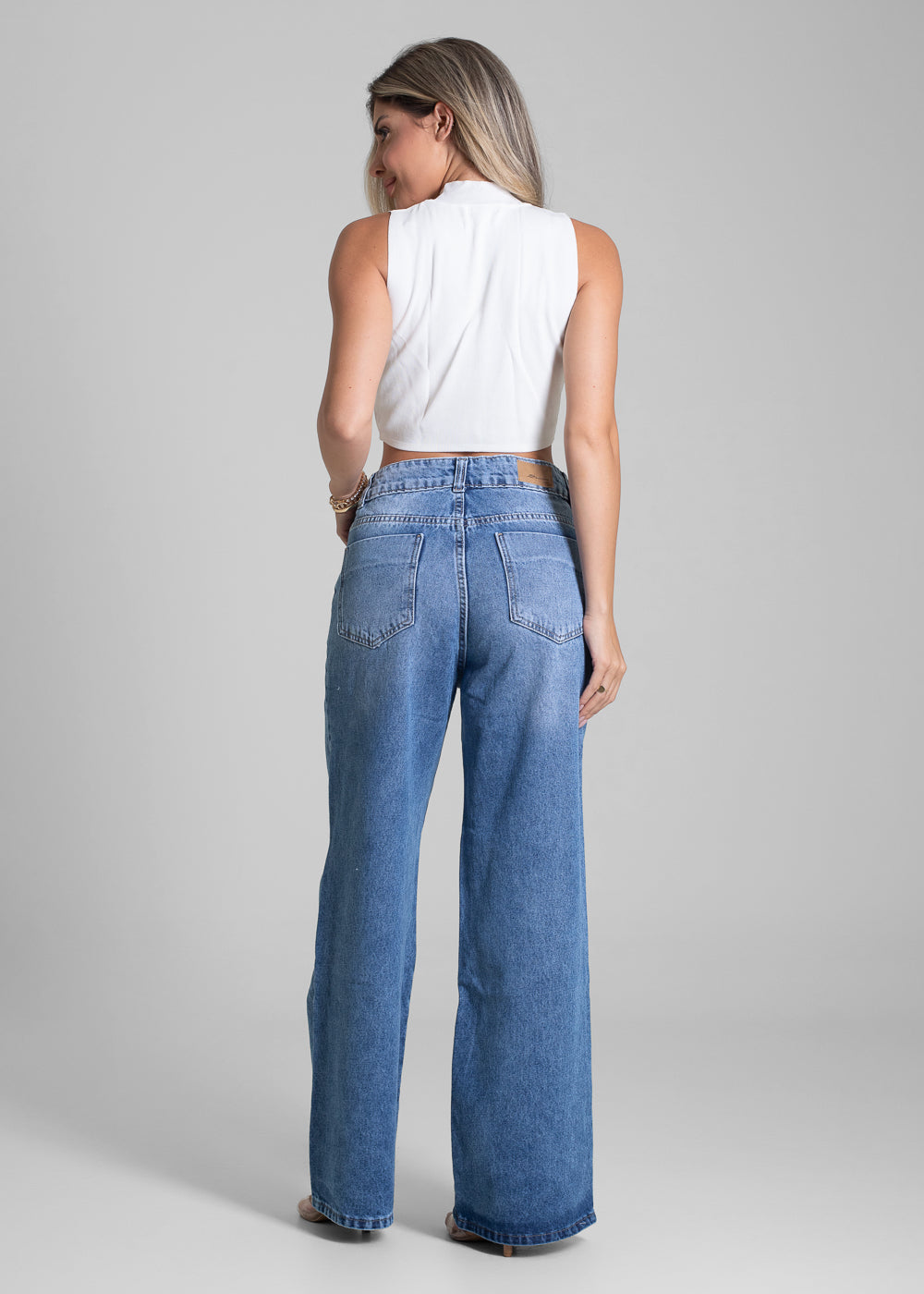 Calça Jeans Sawary Wide Leg Petit - 282635 AZUL