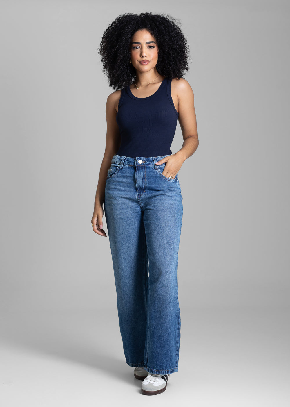 Calça Jeans Sawary Wide Leg Petit - 282679 AZUL