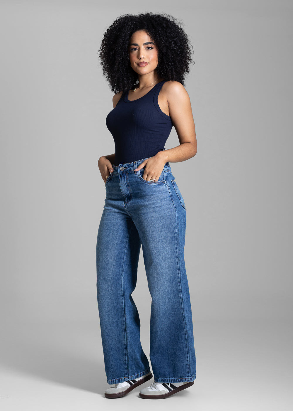 Calça Jeans Sawary Wide Leg Petit - 282679 AZUL
