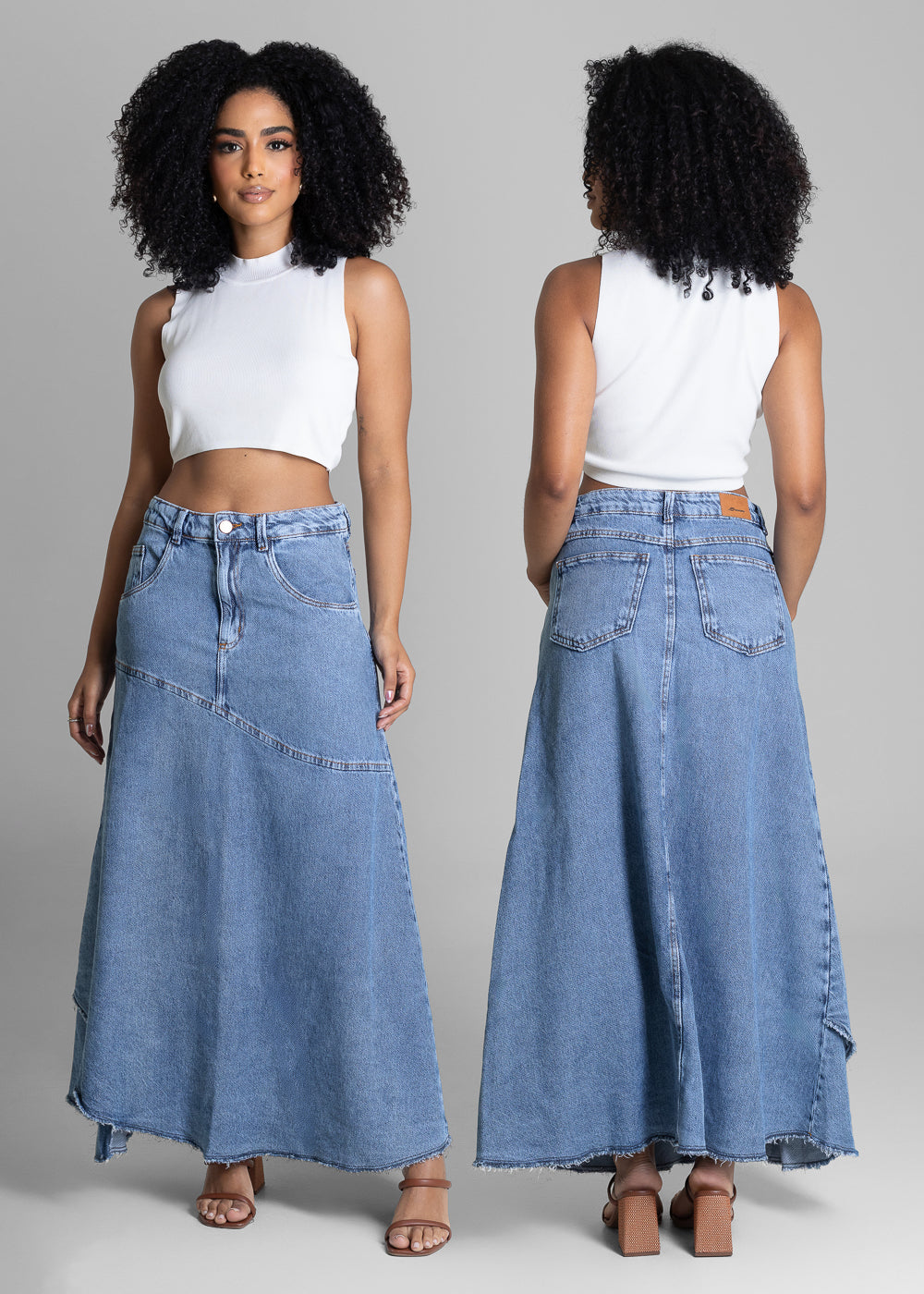 Saia Jeans Sawary Midi - 282696 AZUL