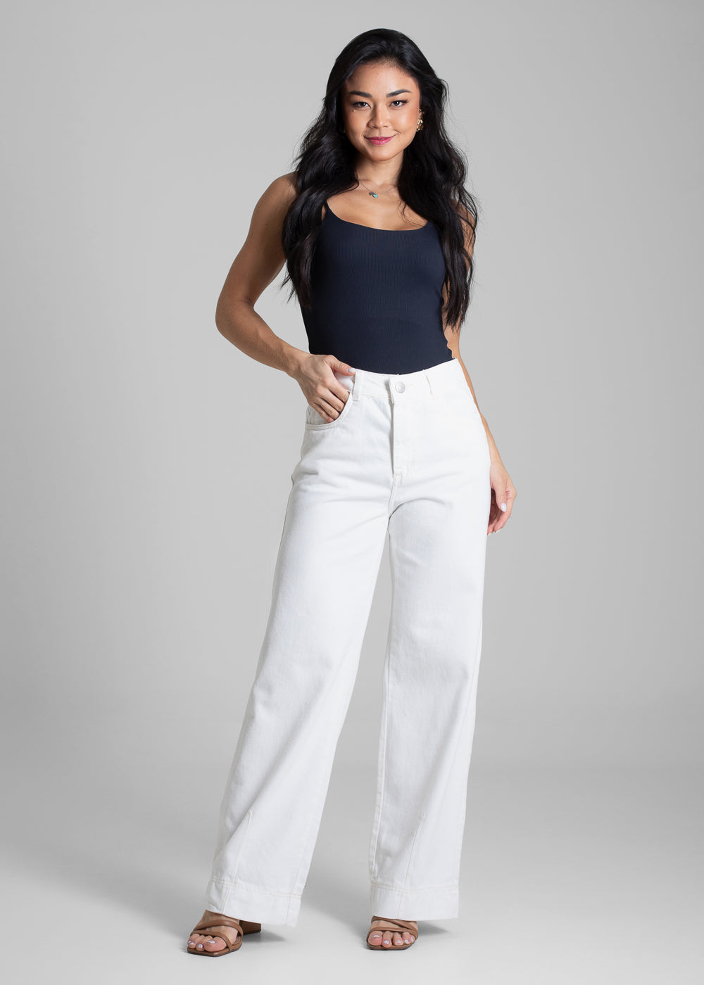 Calça Sarja Sawary Wide Leg Petit - 282725 OFF WHITE