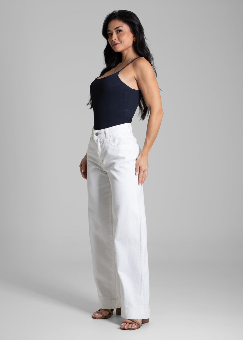 Calça Sarja Sawary Wide Leg Petit - 282725 OFF WHITE