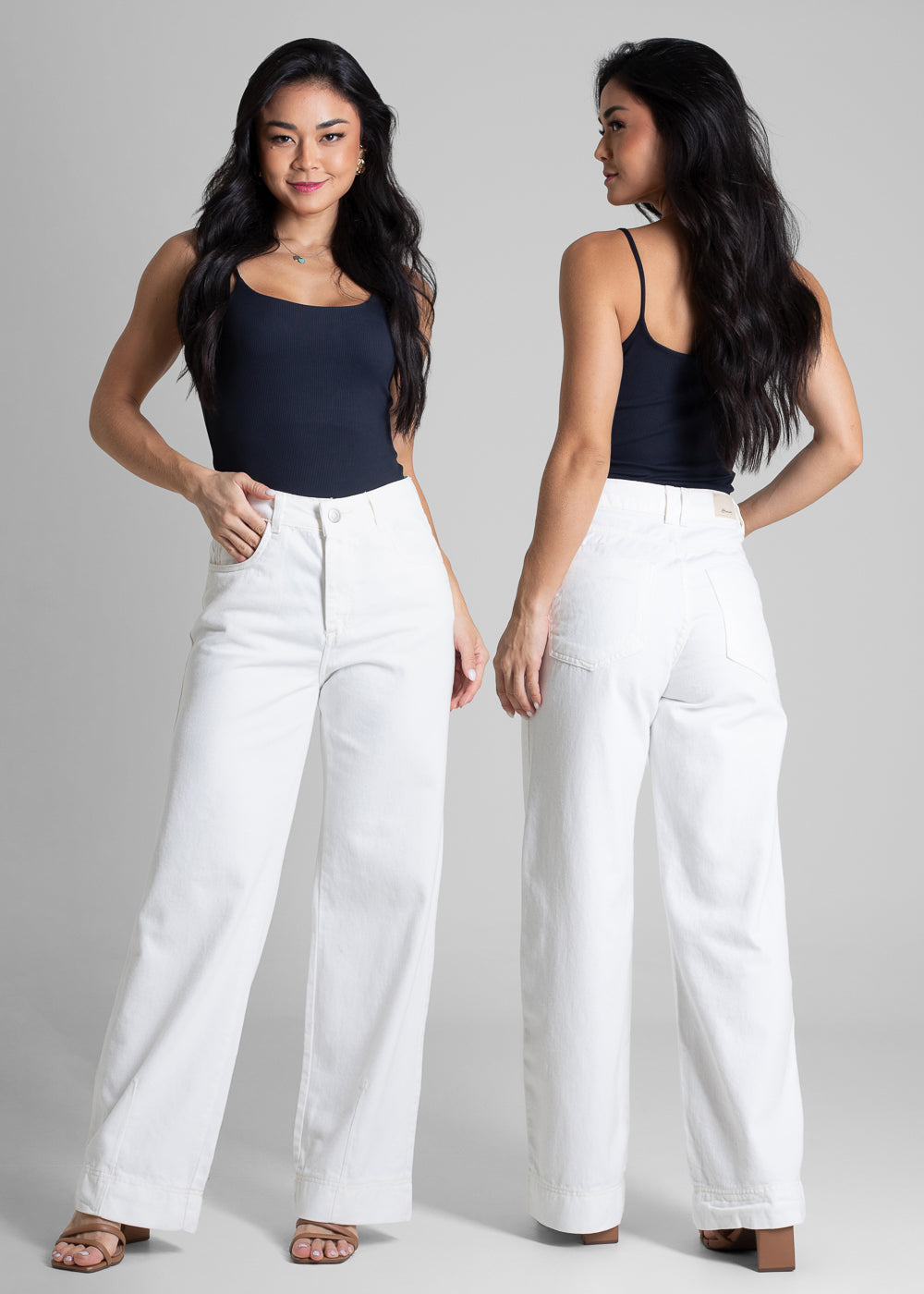 Calça Sarja Sawary Wide Leg Petit - 282725 OFF WHITE