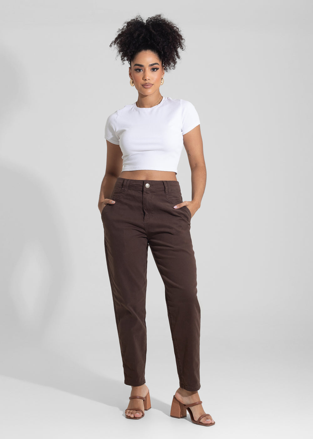 Calça Sarja Sawary Mom - 282780 MARROM