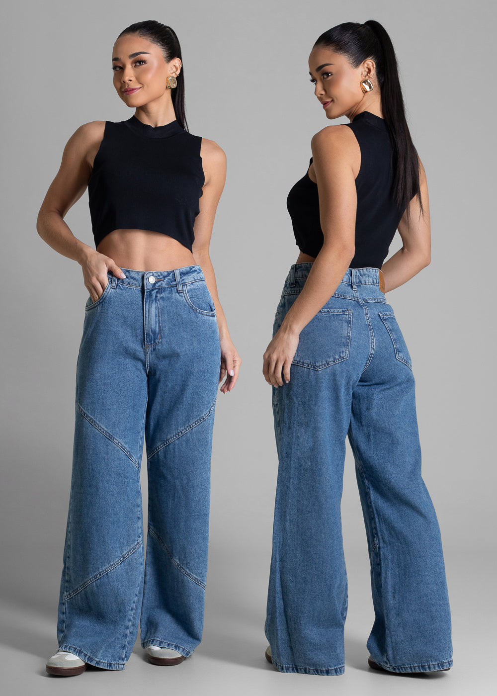 Calça Jeans Sawary Wide Leg Petit - 282803 AZUL