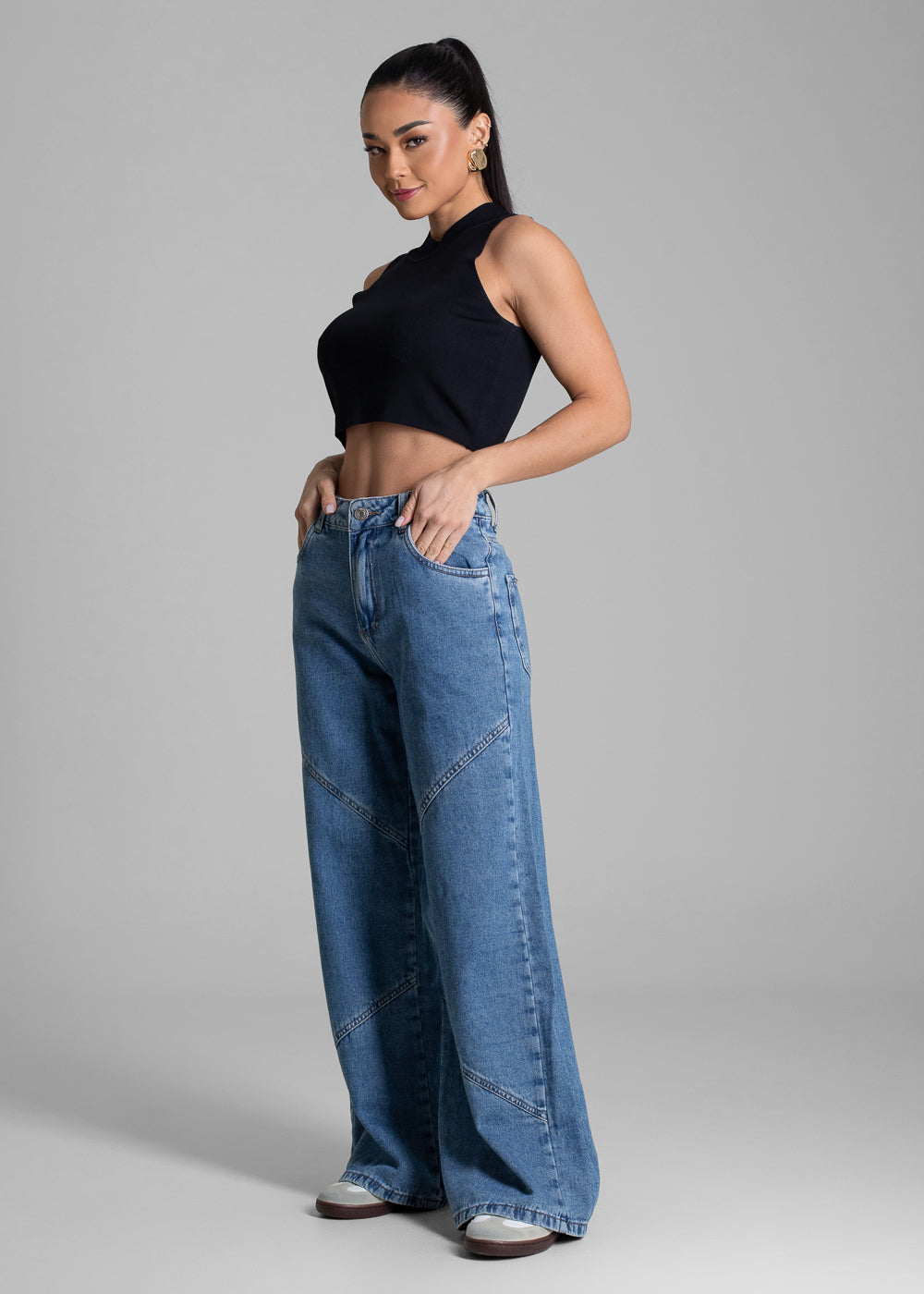 Calça Jeans Sawary Wide Leg Petit - 282803 AZUL