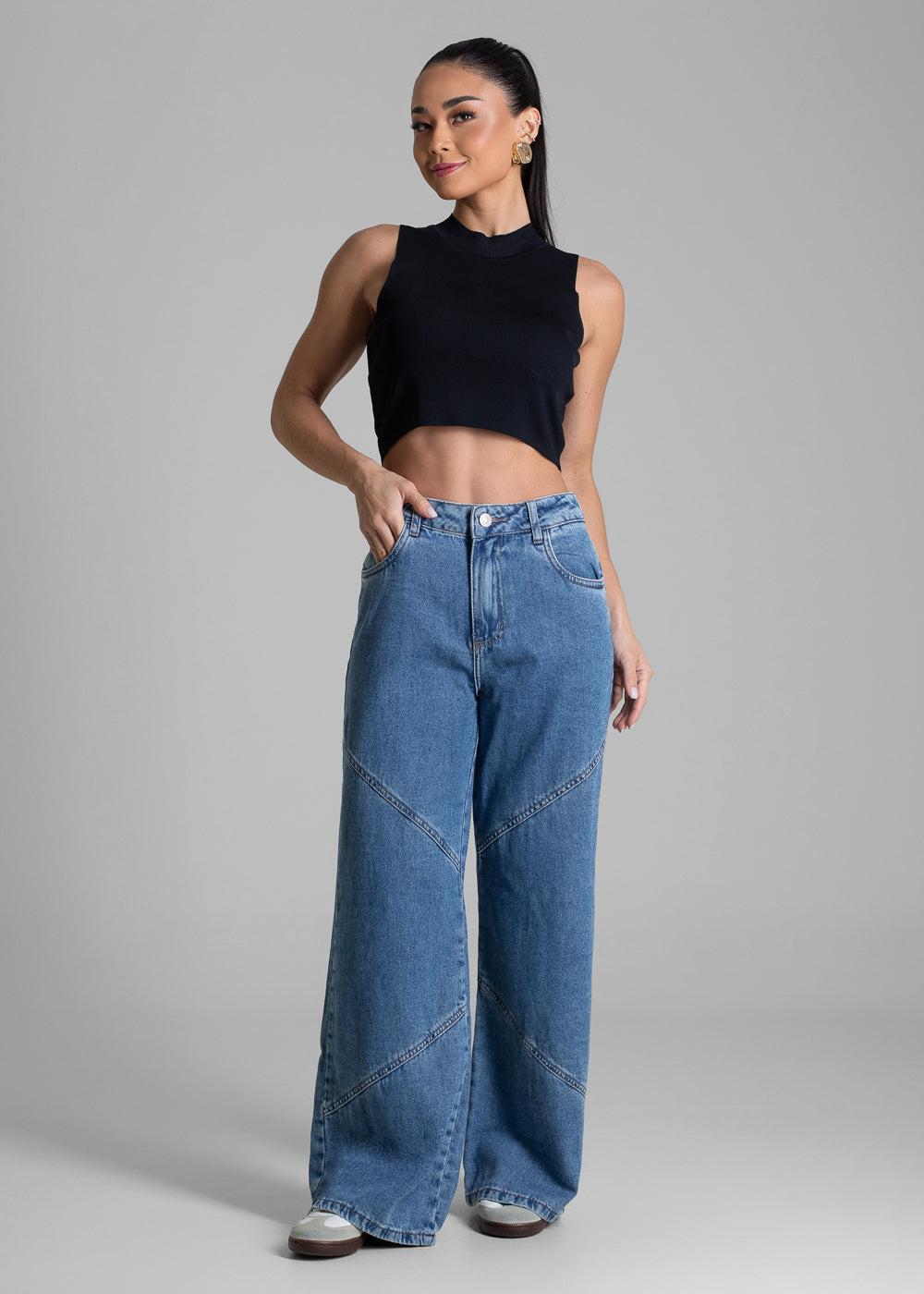 Calça Jeans Sawary Wide Leg Petit - 282803 AZUL