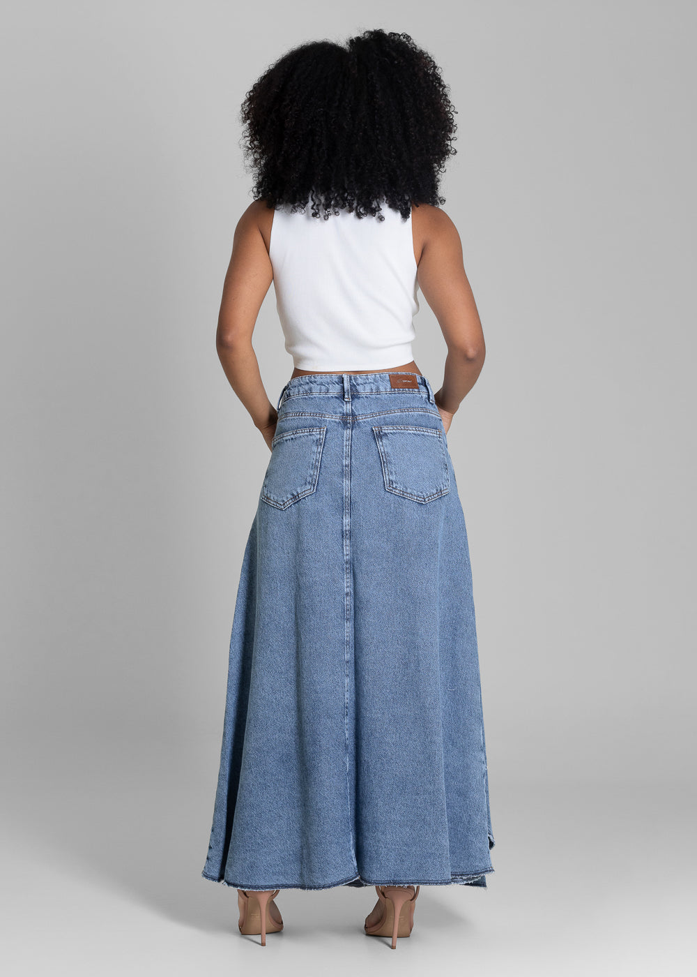 Saia Jeans Sawary Midi - Saia Jeans Sawary Midi - 282818 AZUL