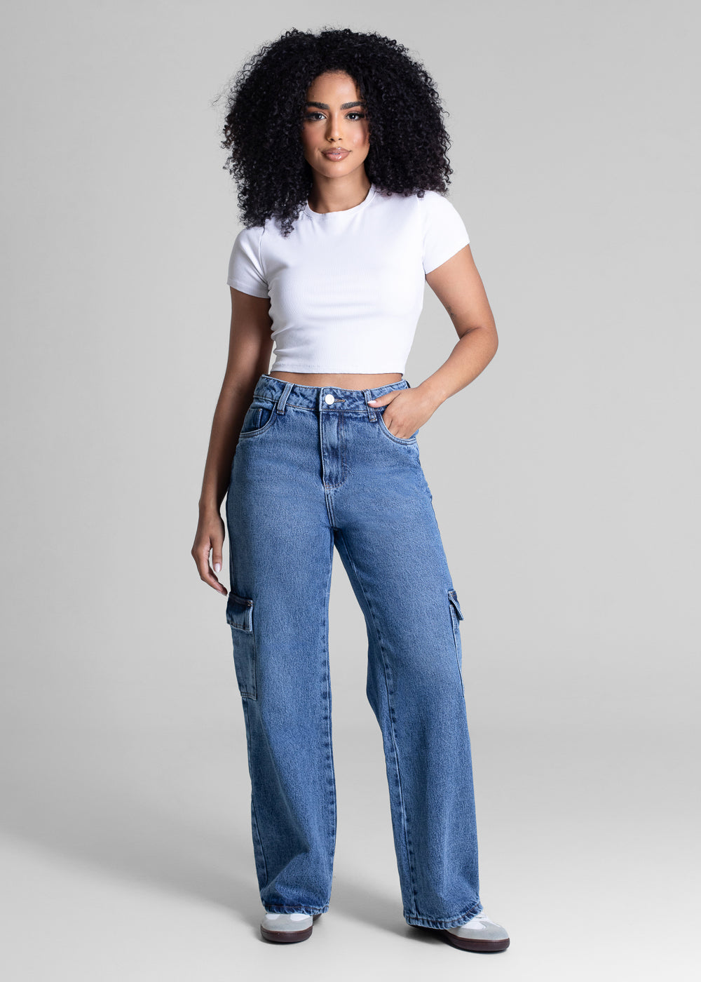 Calça Jeans Sawary Wide Leg Petit - 282822 AZUL