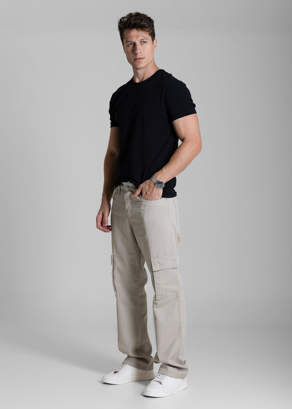 Calça Sarja Sawary Relaxed Cargo - 282862 BEGE
