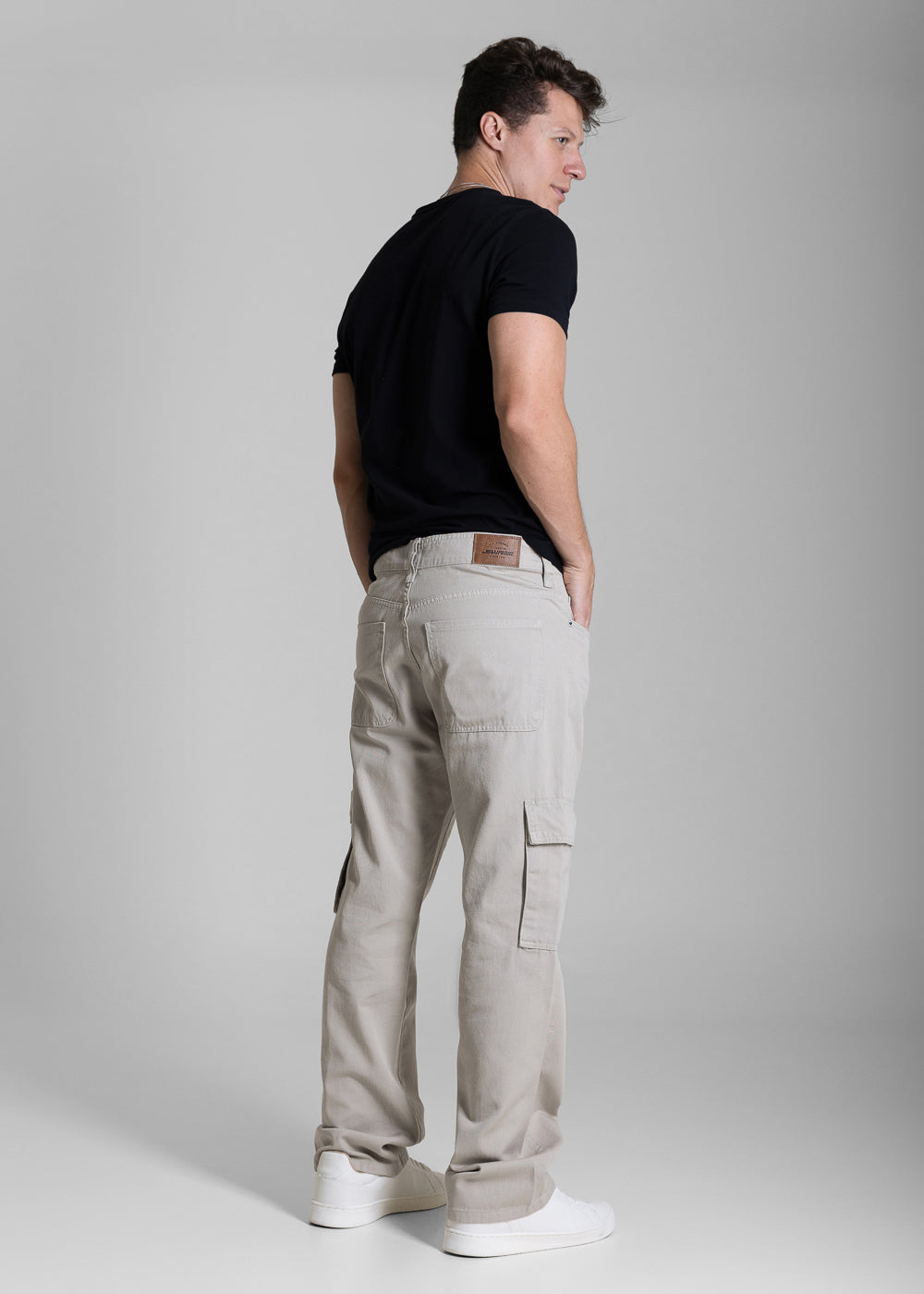 Calça Sarja Sawary Relaxed Cargo - 282862 BEGE