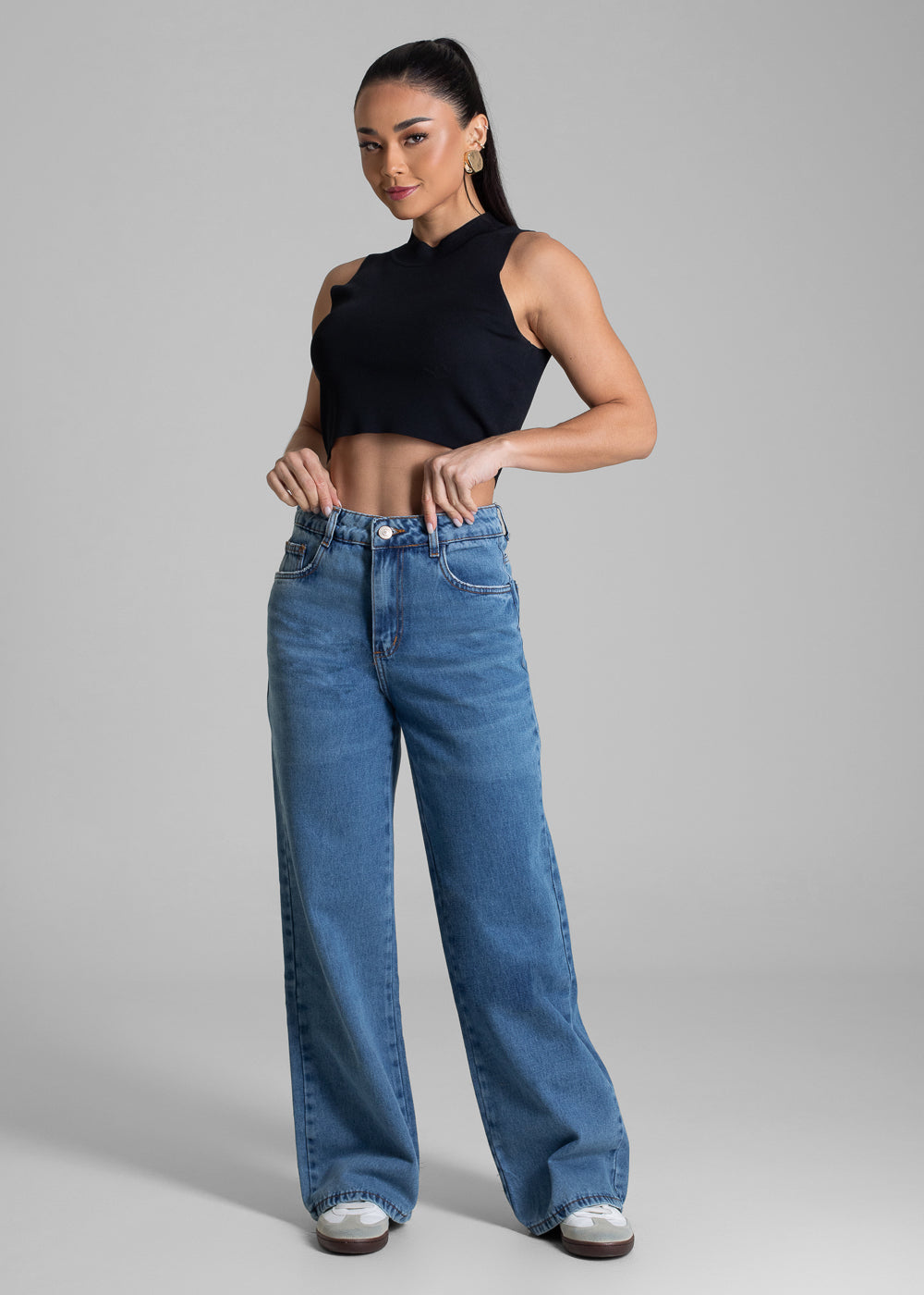 Calça Jeans Sawary Wide Leg Petit - 282913 AZUL