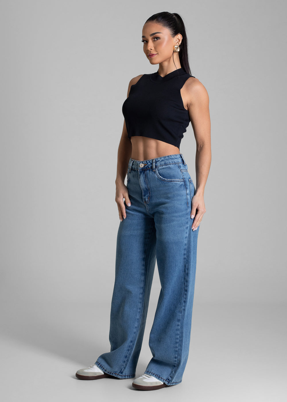 Calça Jeans Sawary Wide Leg Petit - 282913 AZUL