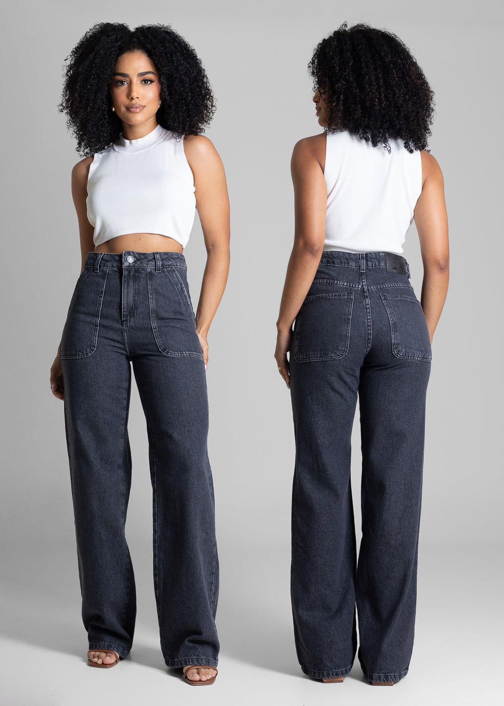 Calça Jeans Sawary Wide Leg - 282967 PRETO