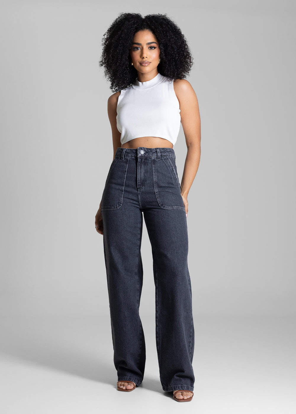 Calça Jeans Sawary Wide Leg - 282967 PRETO