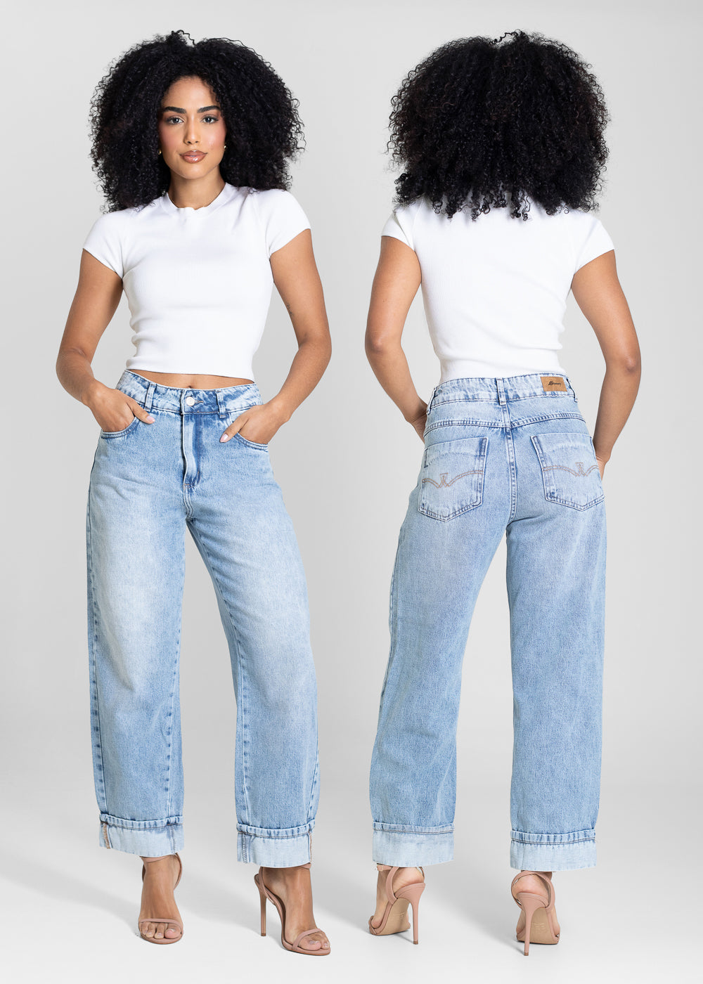 Calça Jeans Sawary Barrel Barra Dobrada - 283005 AZUL