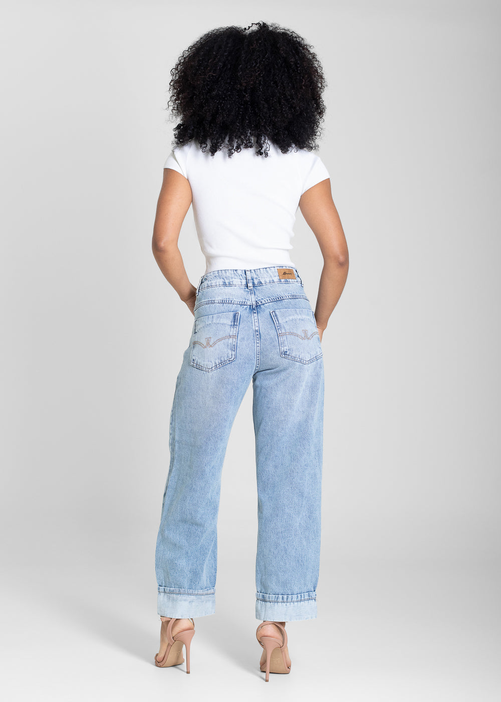 Calça Jeans Sawary Barrel Barra Dobrada - 283005 AZUL