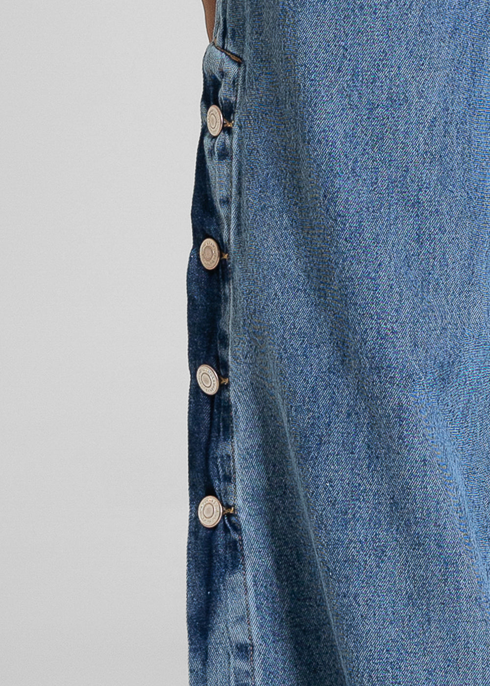 Calça Jeans Sawary Super Wide Leg Botões Laterais - 283026 AZUL