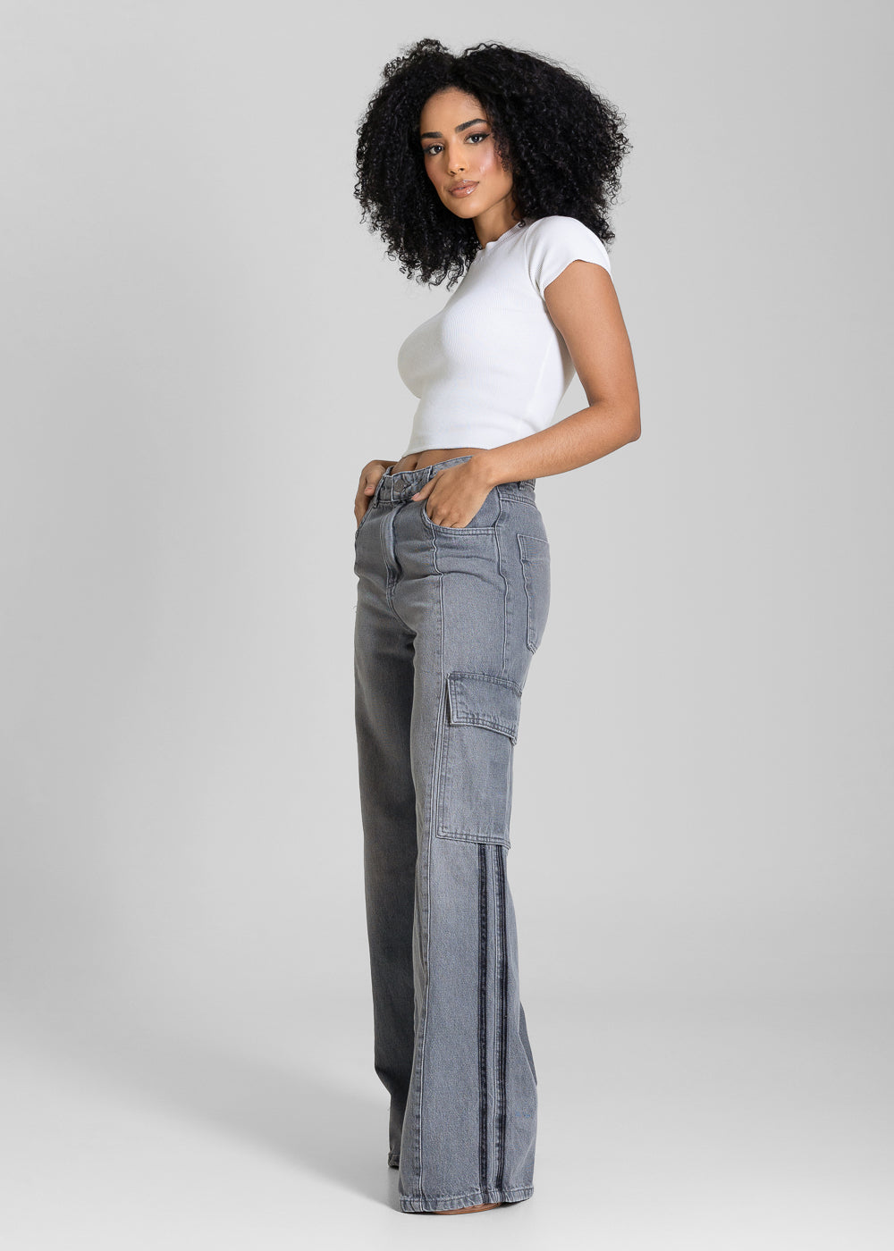 Calça Jeans Sawary Wide Leg - 283051 GRAY