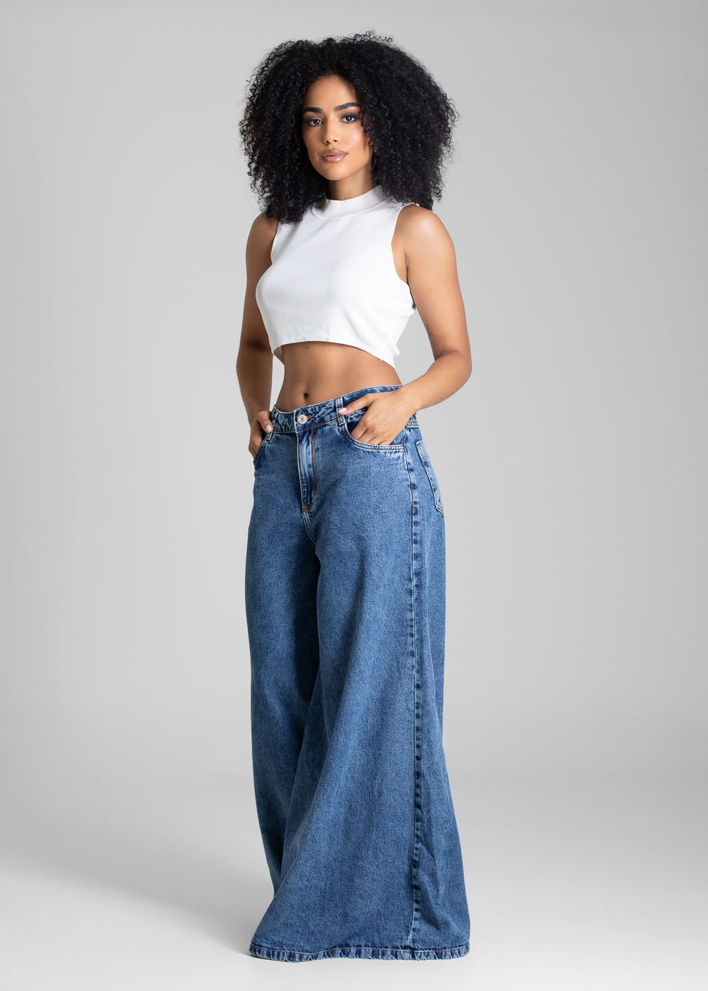 Calça Jeans Sawary Super Wide Leg - 283054 AZUL