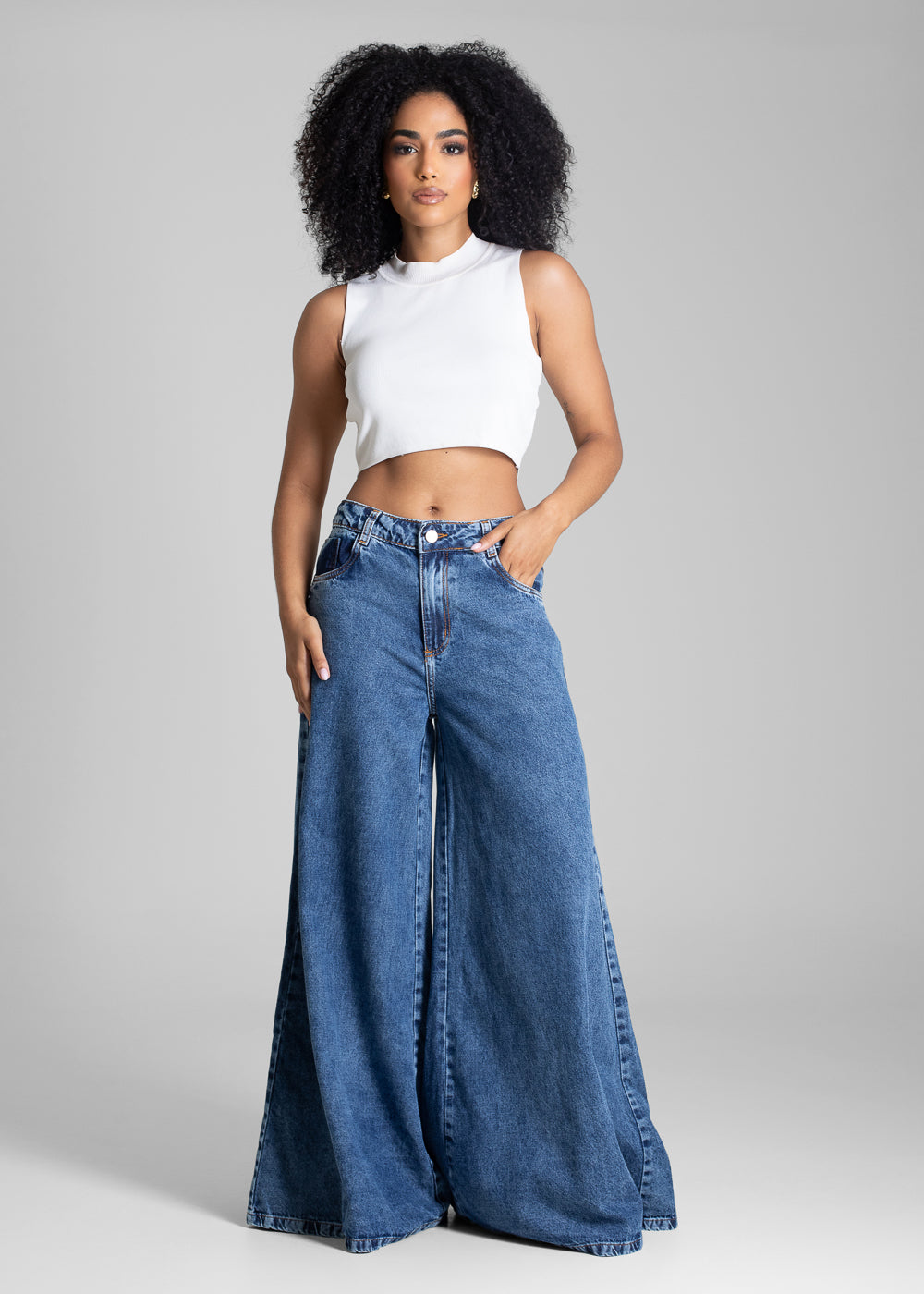 Calça Jeans Sawary Super Wide Leg - 283054 AZUL