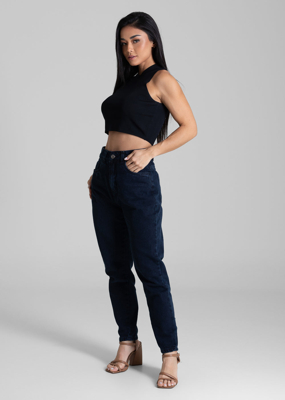 Calça Jeans Sawary Mom - 283061 PRETO