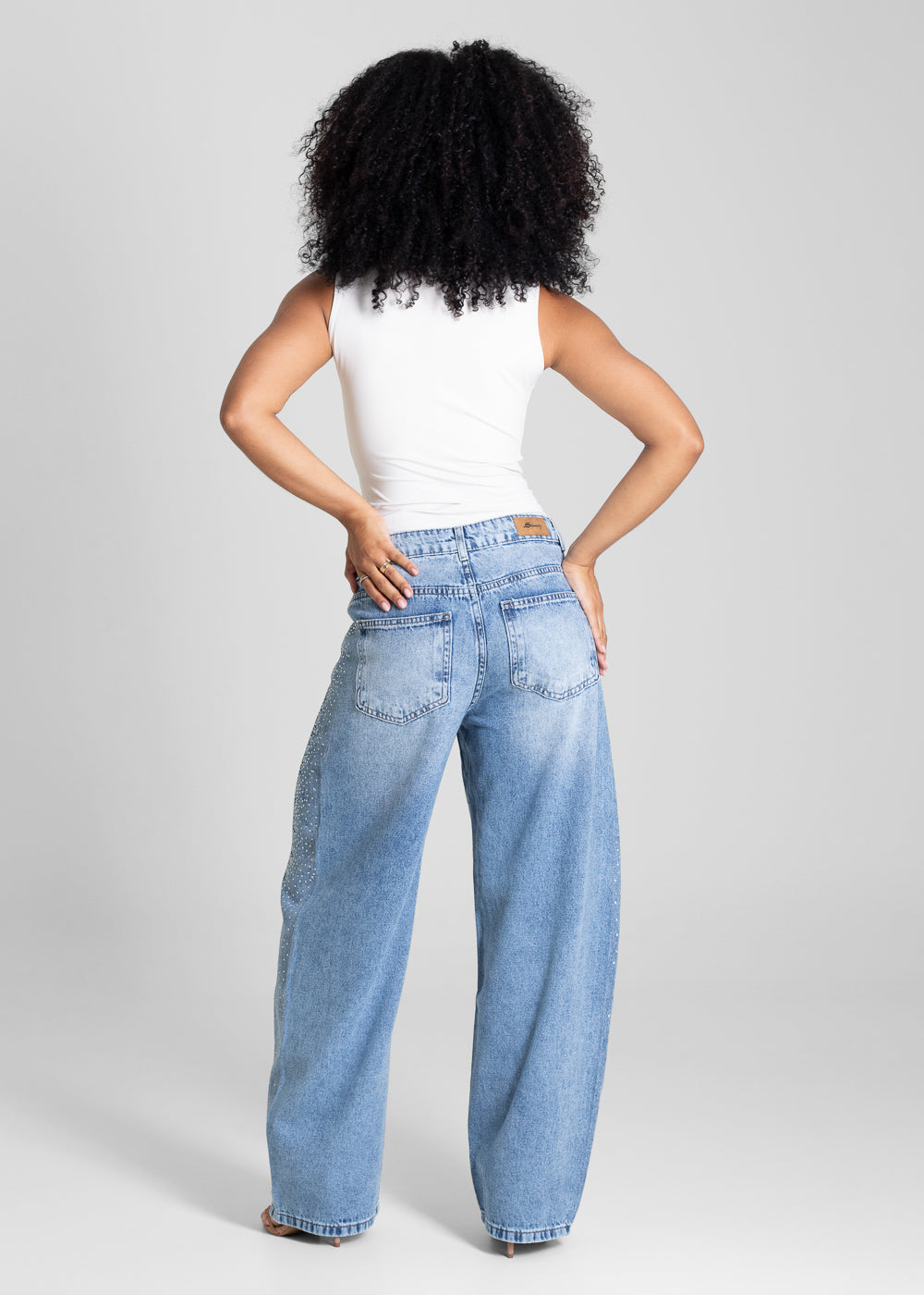 Calça Jeans Sawary Barrel Brilho - 283072 AZUL