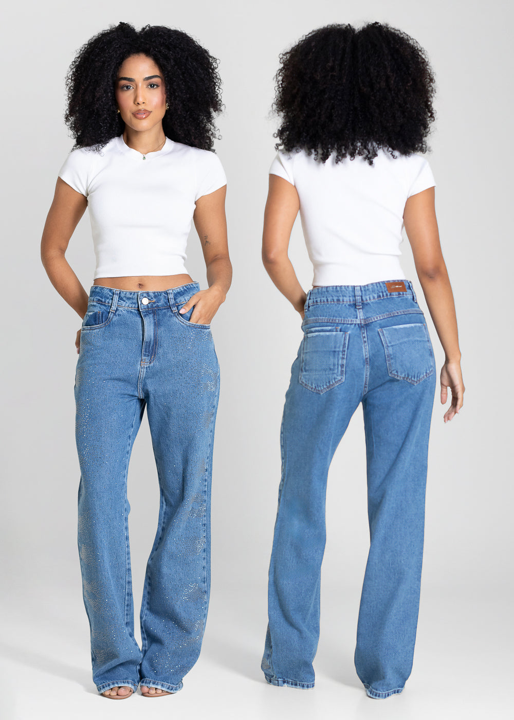 Calça Jeans Sawary Reta Brilho - 283098 AZUL