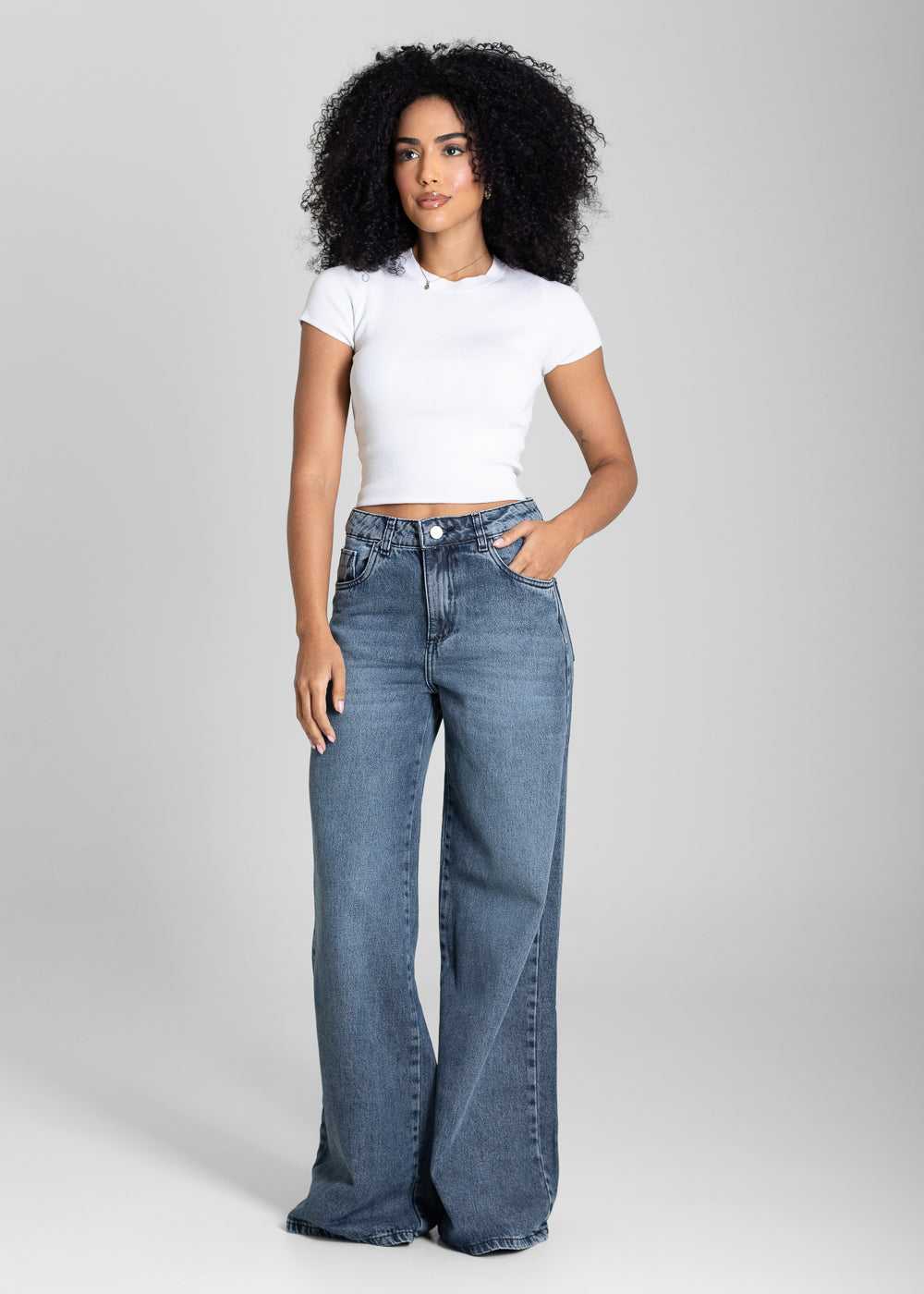 Calça Jeans Sawary Wide Leg - 283120 PRETO
