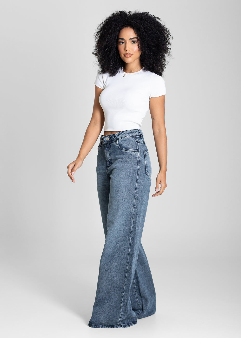 Calça Jeans Sawary Wide Leg - 283120 PRETO