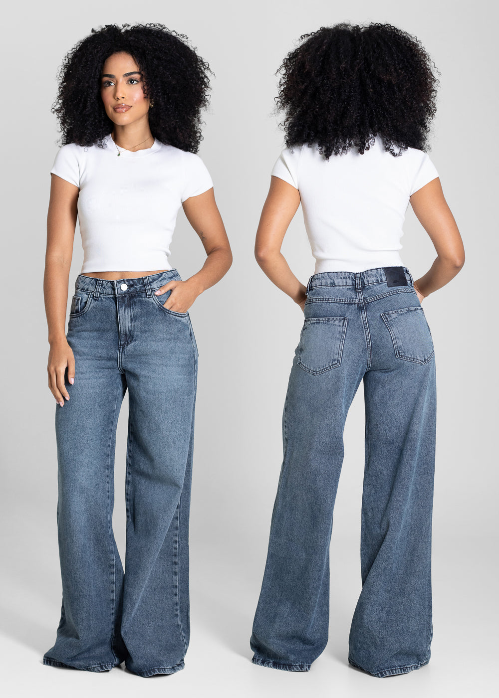 Calça Jeans Sawary Wide Leg - 283120 PRETO