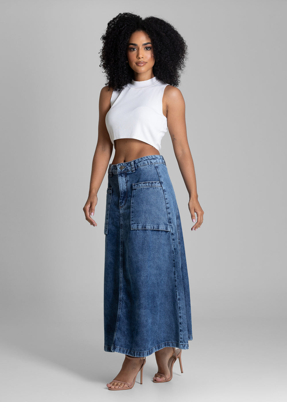 Saia Jeans Sawary Midi - 283140 AZUL
