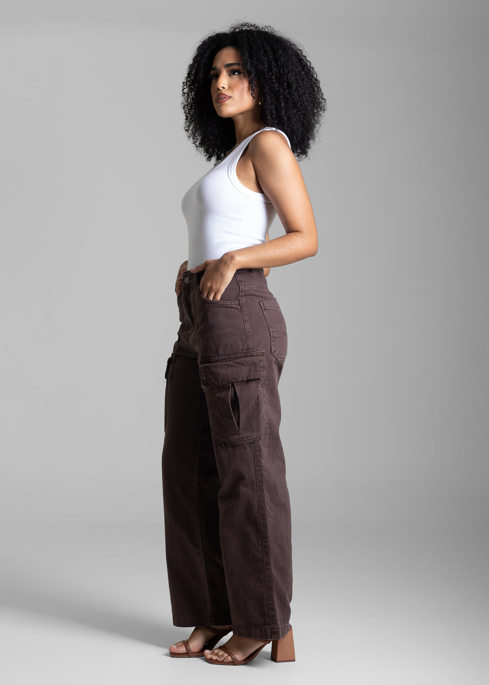 Calça Sarja Sawary Wide Leg - 283145 MARROM