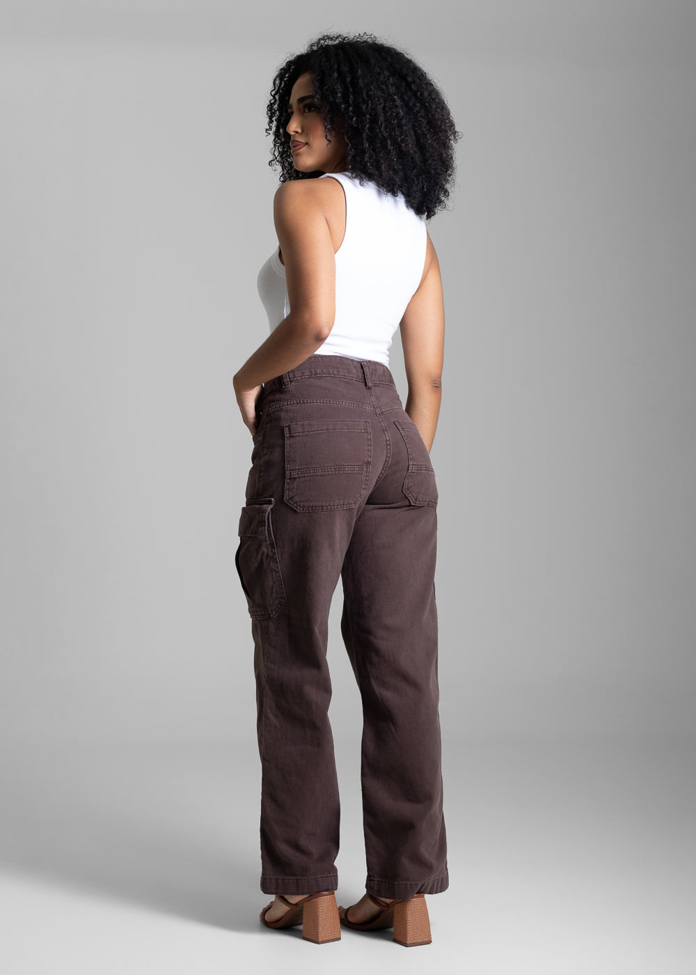 Calça Sarja Sawary Wide Leg - 283145 MARROM