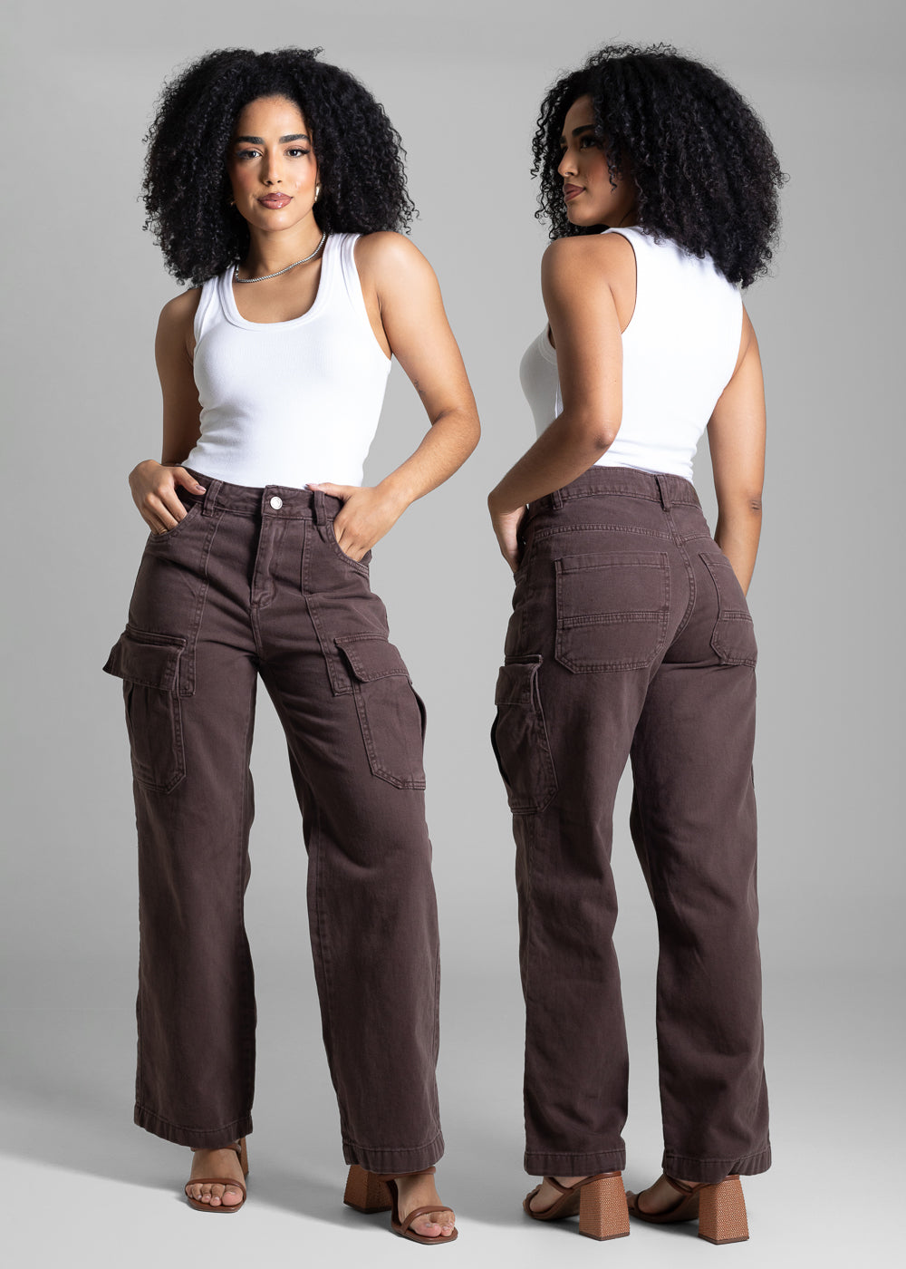 Calça Sarja Sawary Wide Leg - 283145 MARROM