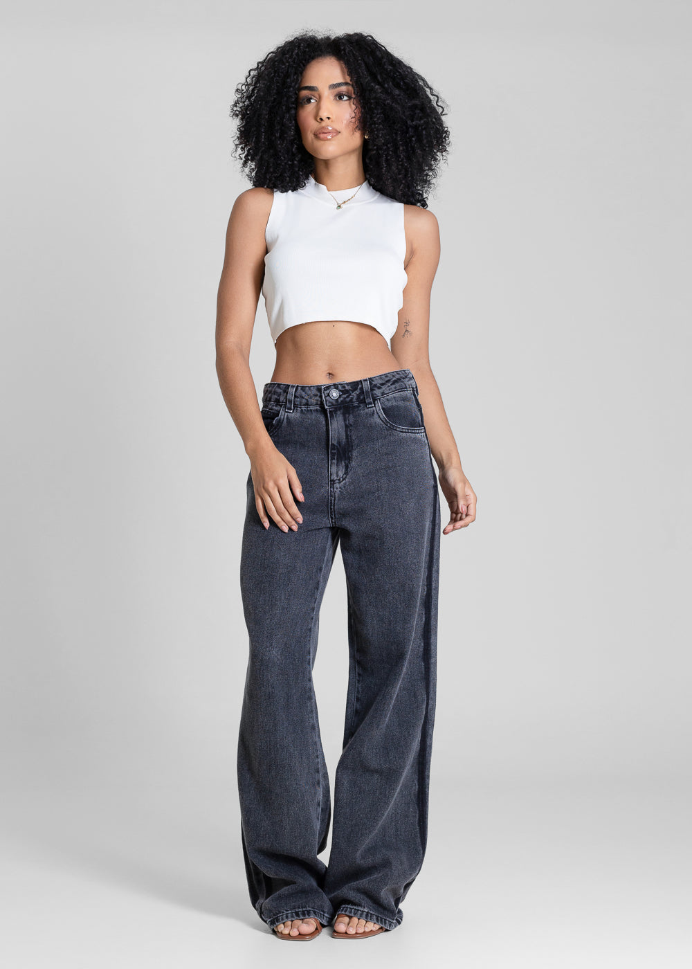 Calça Jeans Sawary Wide Leg - 283146 PRETO