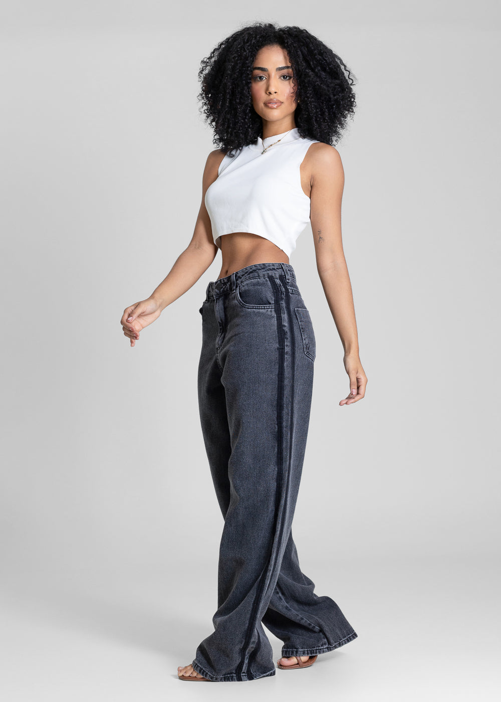 Calça Jeans Sawary Wide Leg - 283146 PRETO